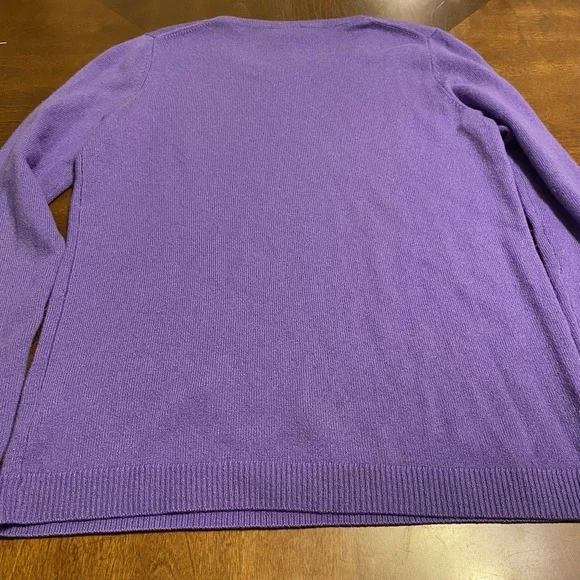 Talbots 100% Pure Cashmere Knit Sweater Size Small Purple Preppy Academia - Picture 9 of 10